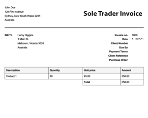 Usa Free Sole Trader Invoice Template Online Invoices