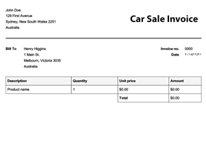 Uk Free Car Sale Invoice Template Online Invoices