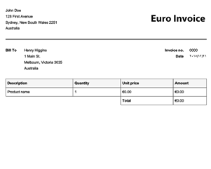 Free Euro Invoice Template Online Invoices - 