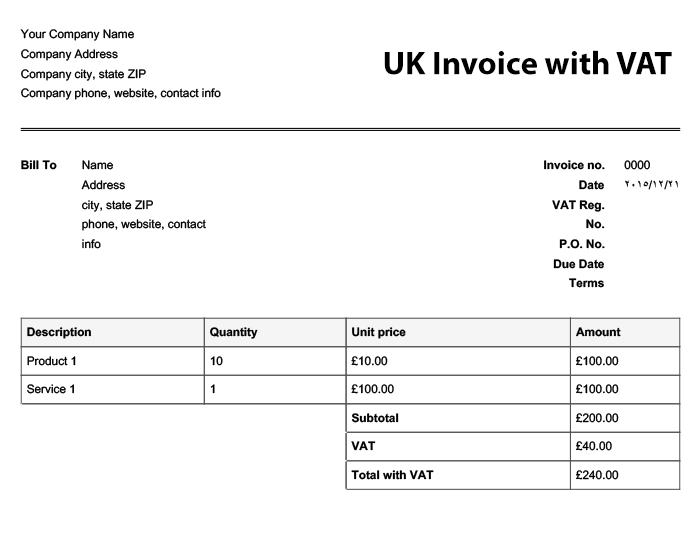 uk commercial invoice template