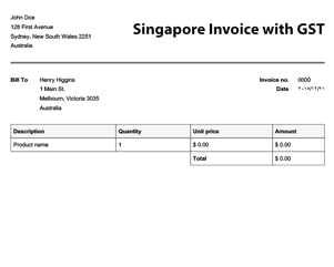 Singapore Invoice Template with GST