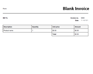 blank invoice template free printable