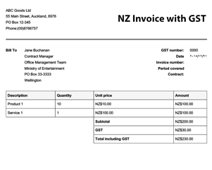 invoice template nz excel