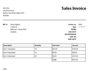 samples of invoices free