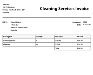 Cleaning Services Invoice Template